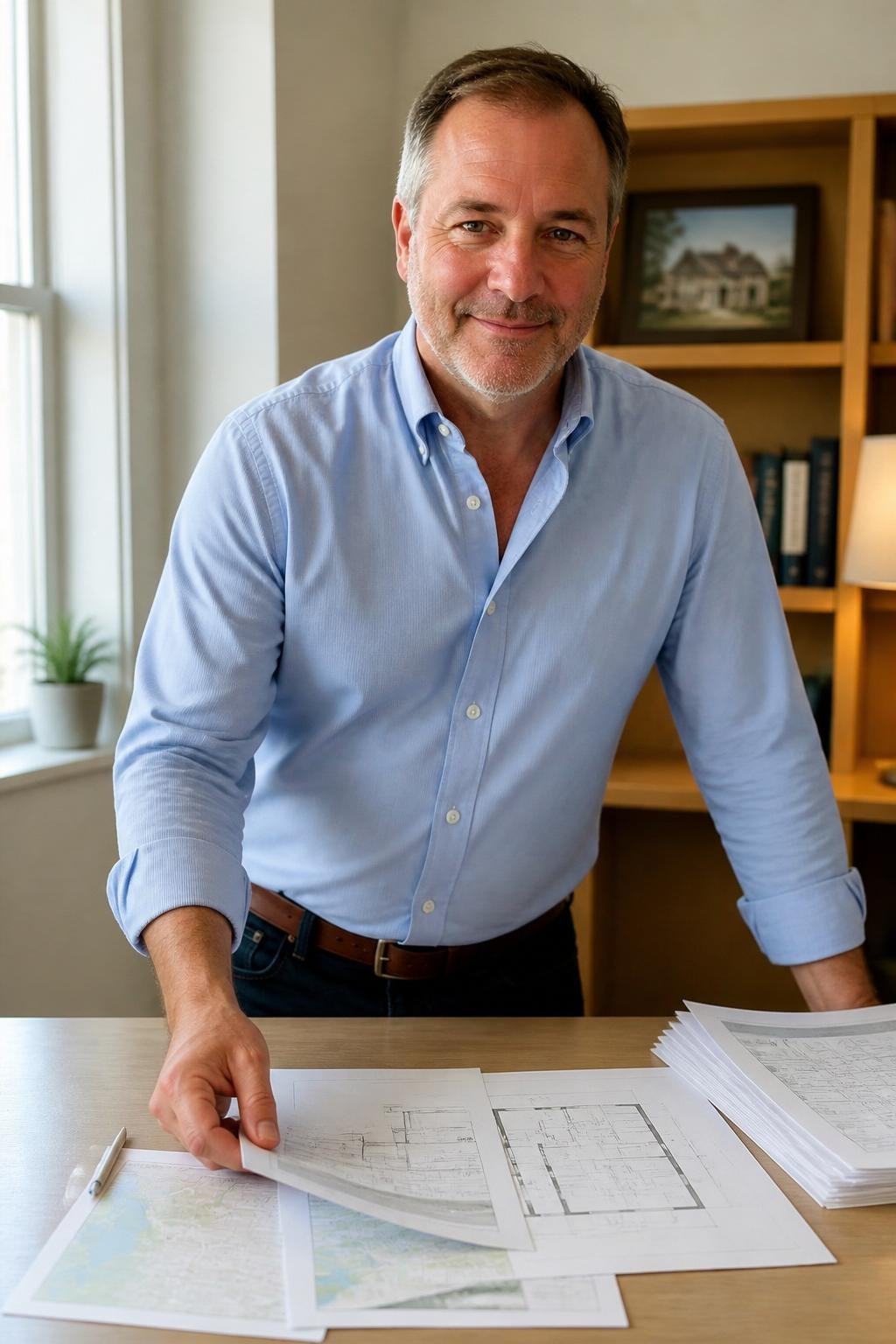 The same realtor in a personal branding headshot at work